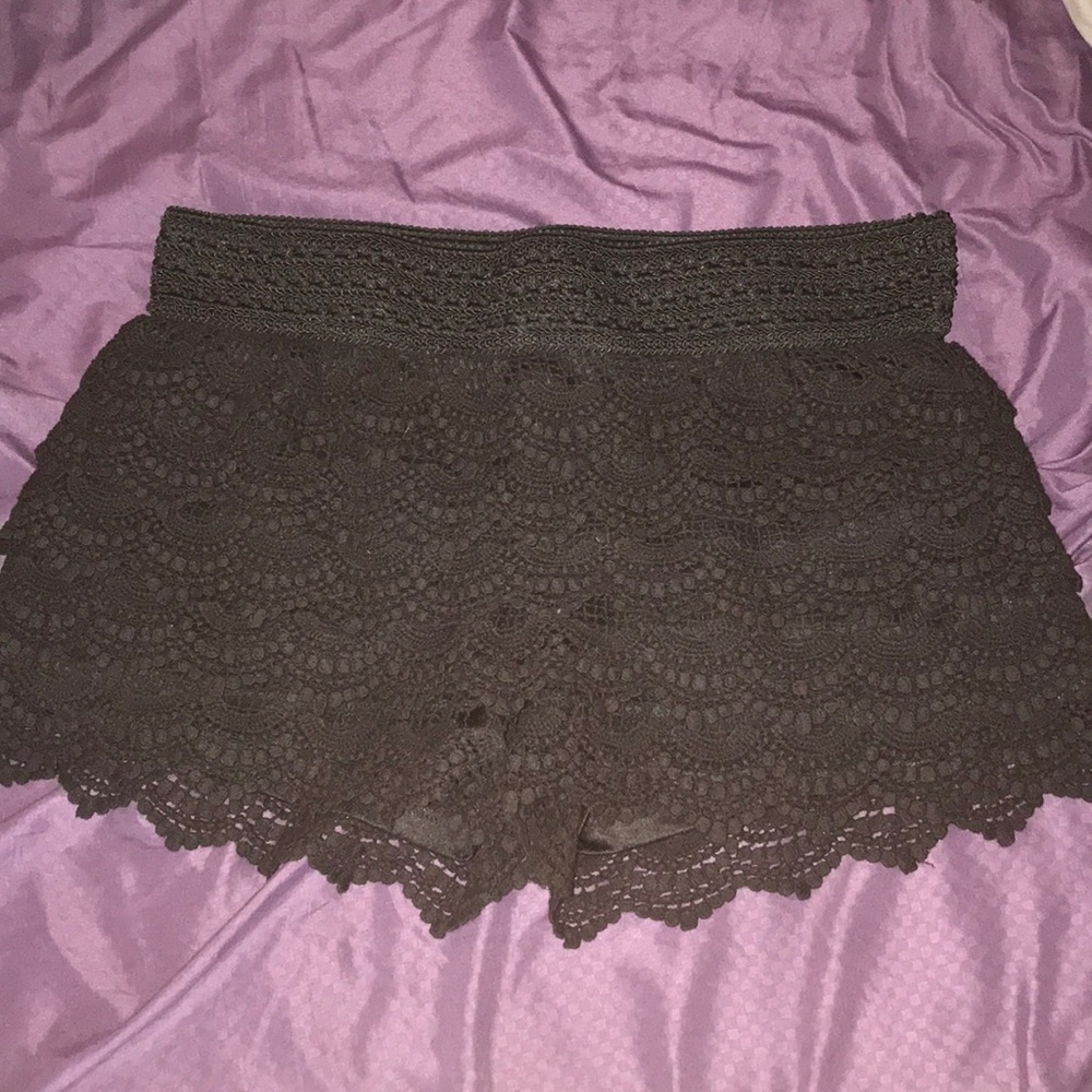 Black lace shorts